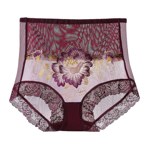 Ruimatai Women's Lace Underwear Mid Rise Sexy Comfortable Breathable Hip Lift Soft Stretchy Panties Solid Color High Waist Briefs for Daily Wear