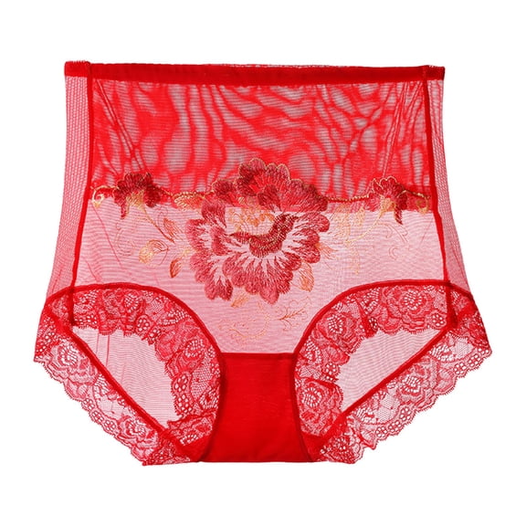 Ruimatai Women's Lace Underwear Mid Rise Sexy Comfortable Breathable Hip Lift Soft Stretchy Panties Solid Color High Waist Briefs for Daily Wear