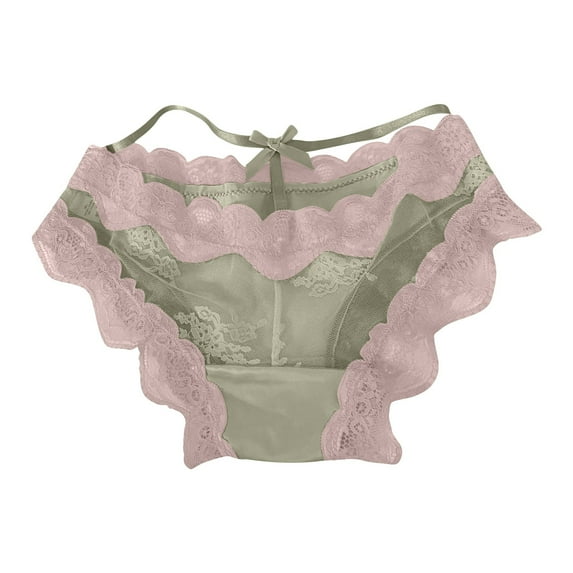 Ruimatai Women's Lace Underwear Sexy Low Rise Thong Comfortable Breathable French Court Satin Panties Solid Mid-Rise Hip Lift Soft Stretchy Briefs for Daily Wear Dating Party