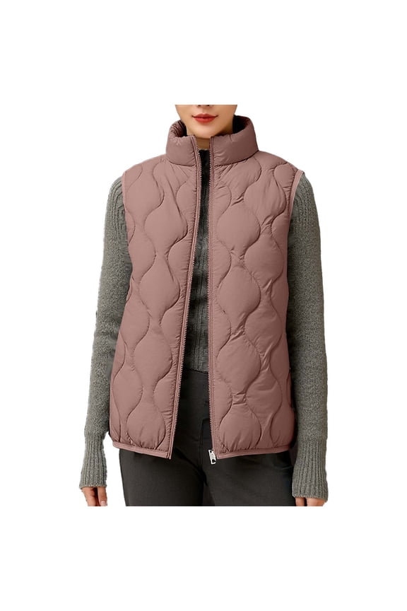 Women's Lightweight Down Vest Short Sleeveless Jacket with Stand Collar Warm White Duck Down Filled for Outdoor Casual Wear