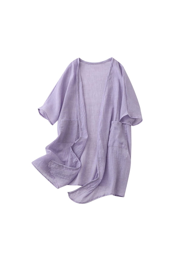 Women's Lightweight Loose Cardigan Summer Spring Thin Long Sleeve Open Front Cover Up Casual Blouse Tunic Tops for Women S-XXL