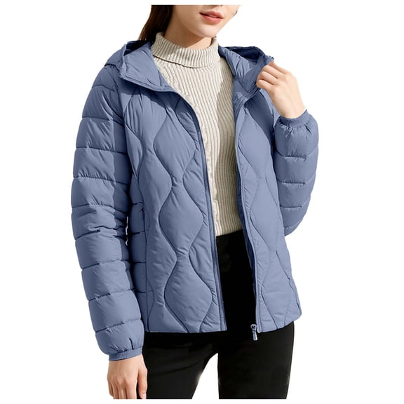Ruimatai Women's Lightweight Puffer Jacket with Hood, Warm Winter Coat for Outdoor Casual Wear, Thin Insulated Down Coat