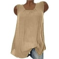 thumbnail image 1 of Ruimatai Women's Linen Sleeveless Tank Top Casual U-Neck Baggy Blouse Solid Color Plus Size Top, 1 of 7
