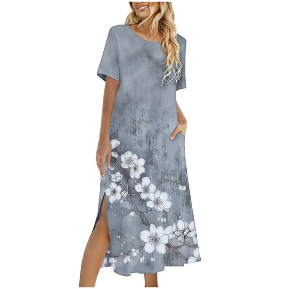 Ruimatai Women's Long Sleeve Dress Solid Color Loose Casual Elegant V-Neck Maxi Dress with Pockets Comfortable Stretchy Fabric