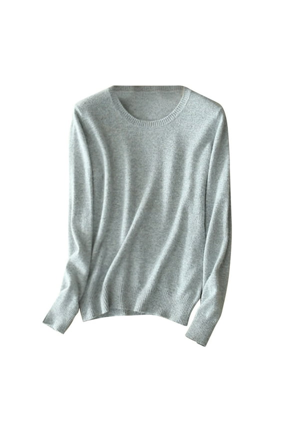 Women's Long Sleeve Round Neck Tops Solid Color Casual Blouse Soft Comfortable Warm Shirt for Work Fall Winter