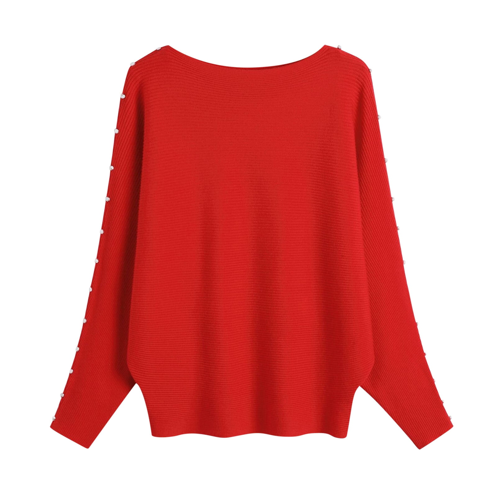 Ruimatai Women's Long Sleeve Sweater Plus Size Crew Neck Pullover Solid