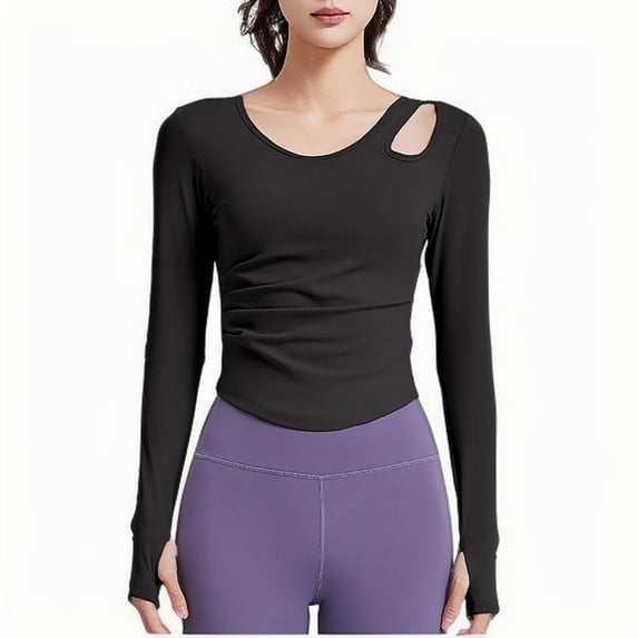 Ruimatai Women's Long Sleeve Workout Shirt Athletic Yoga Top with Comfort Stretch Fabric for Gym Fitness