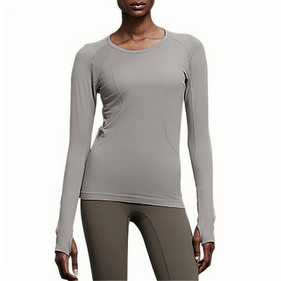 Ruimatai Women's Long Sleeve Workout Shirts Moisture Wicking Athletic Yoga Top with V-Neck for Fitness Running