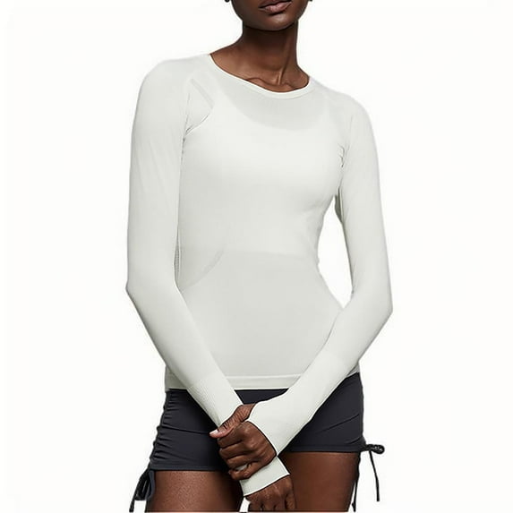 Ruimatai Women's Long Sleeve Workout Shirts Moisture Wicking Athletic Yoga Top with V-Neck for Fitness Running