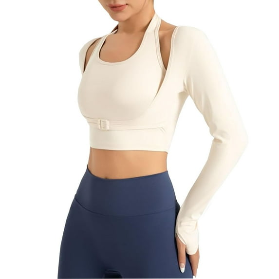 Ruimatai Women's Long Sleeve Yoga Top Fake Two Piece Shirt Athletic Workout Gym Fitness Comfort Stretch Fabric