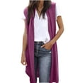 thumbnail image 1 of Ruimatai Women's Long Sleeveless Cardigan Solid Open Front Lightweight Casual Blouse V-Neck Polyester Coat for Dating Party Work, 1 of 6