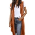 thumbnail image 1 of Ruimatai Women's Long Sleeveless Cardigan Solid Open Front Lightweight Casual Blouse V-Neck Polyester Coat for Dating Party Work, 1 of 6