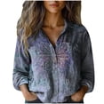 thumbnail image 1 of Ruimatai Women's Loose Casual Printed Long Sleeve Shirt Vintage Linen Blouse Comfortable Soft Polyester Top for Daily Work Dating, 1 of 6