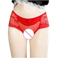 thumbnail image 1 of Ruimatai Women's Low-Rise Lace Open-Crotch Panties Sexy Transparent Underwear Soft Breathable Comfortable Thong for Daily Wear, 1 of 8