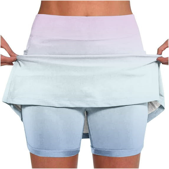 Ruimatai Women's Mid Waist Skirt Pants Casual Athletic Shorts with Pockets Comfortable Stretchy Yoga Skirt for Running Workout
