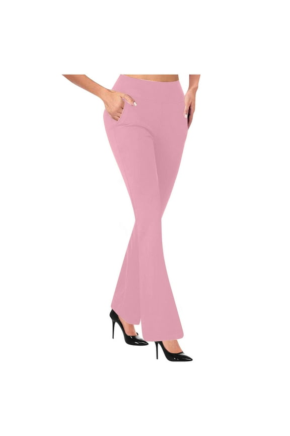 Women's Mini Flare Pants Fashion Casual Solid Color Dressy Slim Flared Trousers Lounge Business Pants Leggings with Pockets