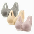 thumbnail image 1 of Ruimatai Women's Non-Padded Wireless Front Closure Bra Set 3PC Comfortable Soft Lace Bralette Push Up Underwear for Daily Wear Plus Size XS-4XL, 1 of 2