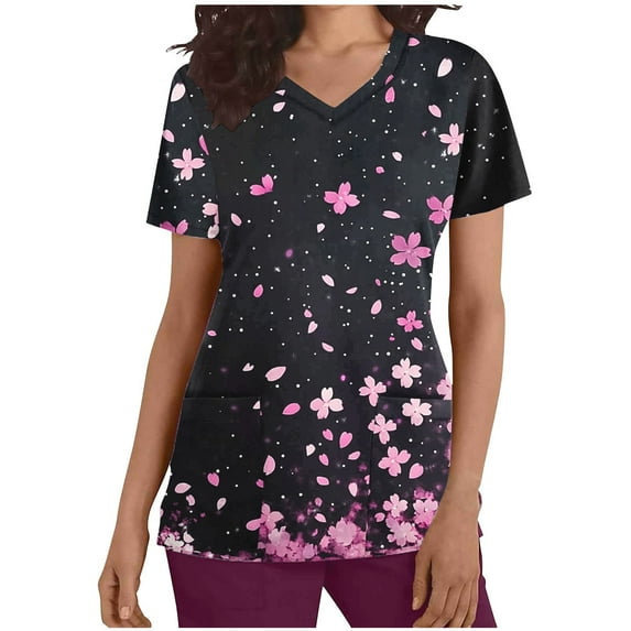 Ruimatai Women's Nursing Top V-Neck Short Sleeve Casual Shirt Breastfeeding Clothes with Pocket Comfortable Maternity Blouse for Daily Wear