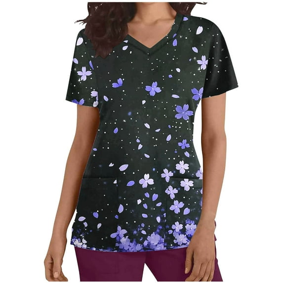 Ruimatai Women's Nursing Top V-Neck Short Sleeve Casual Shirt Breastfeeding Clothes with Pocket Comfortable Maternity Blouse for Daily Wear