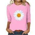 thumbnail image 1 of Ruimatai Women's Patchwork Color Block T-Shirt 3/4 Sleeve Round Neck Casual Blouse Soft Polyester Comfortable Loose Fit Stylish Printed Top, 1 of 3