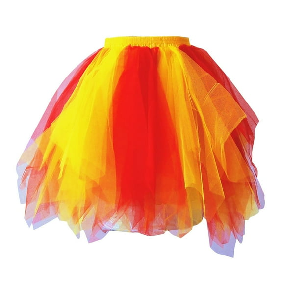 Ruimatai Women's Pleated Skirt Colorful Tutu Skirt Mesh Puffy Skirt for Dance Casual Fashion Polyester Short Skirt Hand Wash Machine Wash