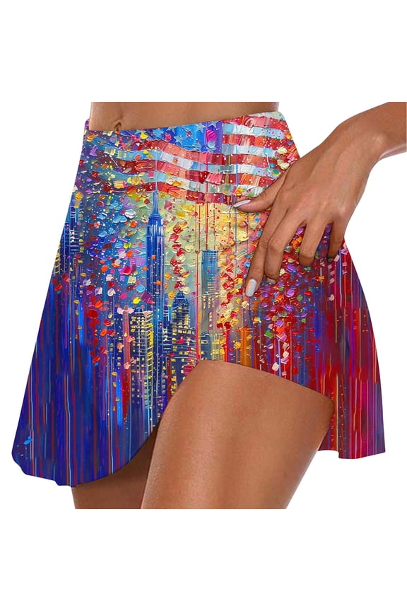 Women's Pleated Tennis Skirt Stretchy Athletic Yoga Skort Shorts Summer Workout Skirt with Pockets