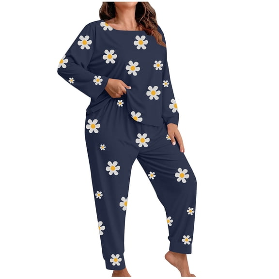 Ruimatai Women's Plus Size Casual Long Sleeve Pajama Set Soft Loungewear Two Piece Outfit with High Waist Pants