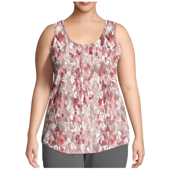 Ruimatai Women's Plus Size Casual Printed Tank Top Round Neck Loose Fit Stylish Floral Summer Cami for Everyday Comfort