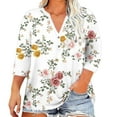 thumbnail image 1 of Ruimatai Women's Plus Size Floral Print V-Neck 3/4 Sleeve Blouse Loose Casual Comfortable Tunic Top, 1 of 5