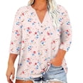 thumbnail image 1 of Ruimatai Women's Plus Size Floral Print V-Neck 3/4 Sleeve Blouse Loose Casual Comfortable Tunic Top, 1 of 5
