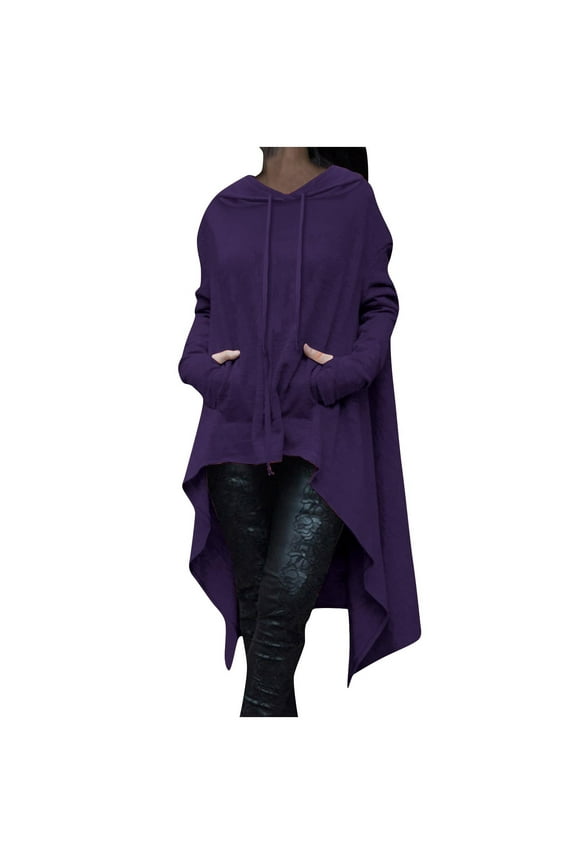 Women's Plus Size Gothic Hooded Sweatshirt Long Sleeve Loose Fit Casual Blouse Vintage Style Oversized Pullover for Women