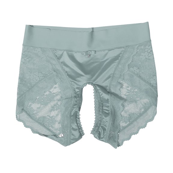 Ruimatai Women's Plus Size Seamless Lace Thong Underwear Breathable Comfortable Invisible No Show Panties Black Polyester