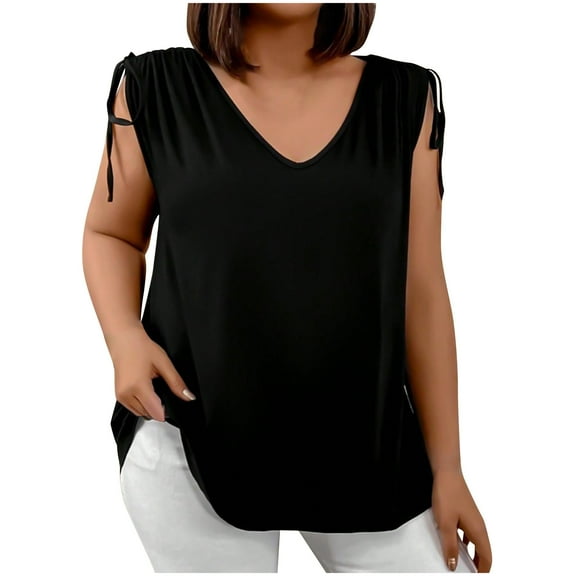 Ruimatai Women's Plus Size Sleeveless Dress Casual Loose Fit Drawstring Round Neck Summer Sundress Comfortable Breathable Flowy Beach Dress