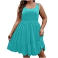 thumbnail image 1 of Ruimatai Women's Plus Size Summer Dress Sleeveless Loose Fit Casual Maxi Dress Solid Color Round Neck Beach Party Dress, 1 of 7