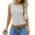 thumbnail image 1 of Ruimatai Women's Polka Dot Tank Top Sleeveless Fitted Blouse Stylish Round Neck Casual Shirt Comfortable Stretch Fabric for Daily Wear, 1 of 3
