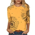 thumbnail image 1 of Ruimatai Women's Printed 3/4 Sleeve T-Shirt Round Neck Casual Blouse Tops Lightweight Comfortable Fashion Loose Fit Tee for Daily Wear, 1 of 7