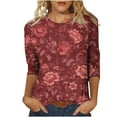 thumbnail image 1 of Ruimatai Women's Printed 3/4 Sleeve T-Shirt Round Neck Loose Fit Casual Blouse Soft Comfortable Lightweight Fashion Top for Daily Wear, 1 of 5