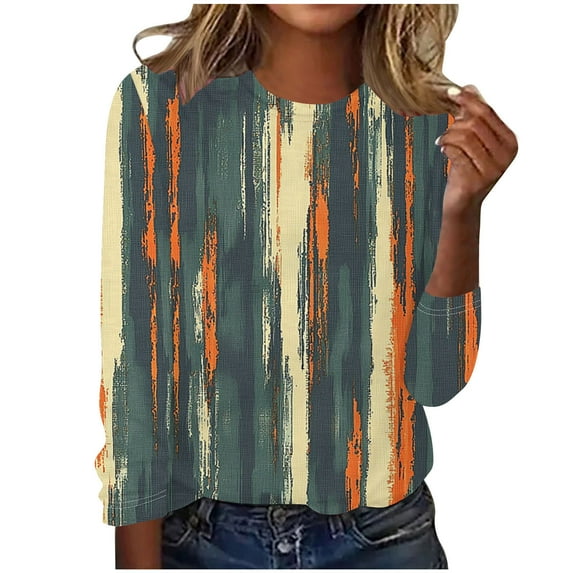 Ruimatai Women's Printed 3/4 Sleeve T-Shirt Round Neck Loose Fit Casual Blouse Soft Comfortable Lightweight Fashion Top for Daily Wear