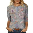thumbnail image 1 of Ruimatai Women's Printed 3/4 Sleeve T-Shirt Round Neck Loose Fit Casual Blouse Soft Comfortable Lightweight Fashion Top for Daily Wear, 1 of 5