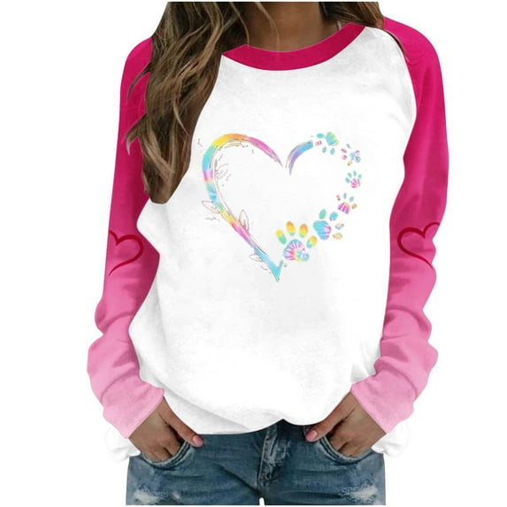 Ruimatai Women's Printed Long Sleeve Sweatshirt Loose Fit Casual Blouse All Season Comfort Top