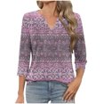 thumbnail image 1 of Ruimatai Women's Printed V-Neck 3/4 Sleeve T-Shirt Casual Comfortable Lightweight Fashion Tops for Spring Winter Daily Wear, 1 of 6