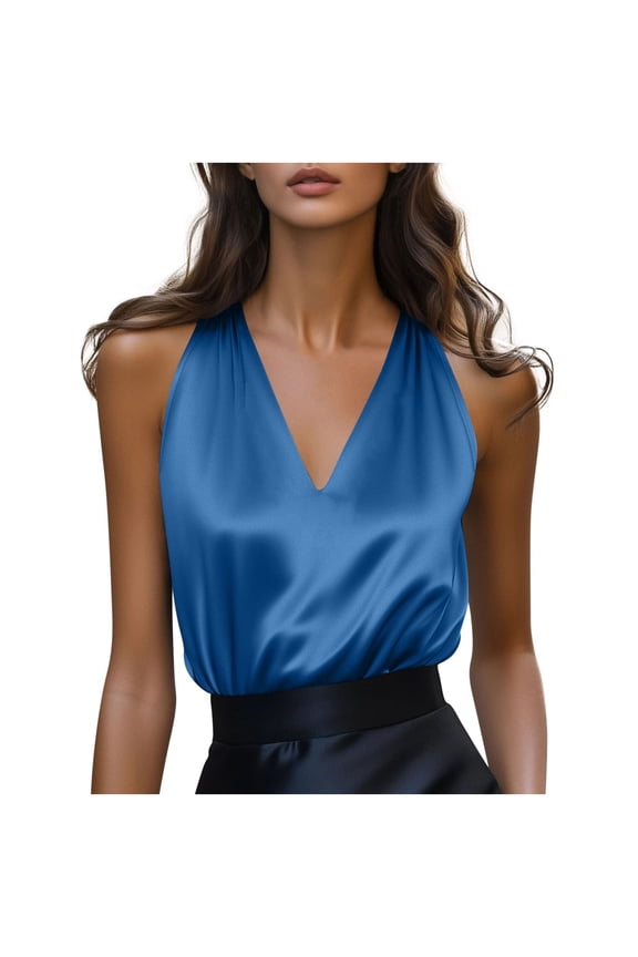 Women's Satin Camisole Top V-Neck Spaghetti Strap Slip Dress Elegant Glossy Soft Stretch Fabric for Layering and Evening Wear