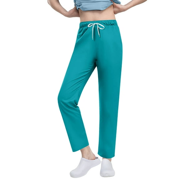 Ruimatai Women's Scrubs Pants Elastic Waist Drawstring Breathable Work Pants for Nurses Medical Professionals with Pockets Lightweight Comfort