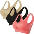 thumbnail image 1 of Ruimatai Women's Seamless Sports Bra 3 Pack Wirefree Yoga Bras With Removable Pads Lightweight Comfortable Breathable Workout Tops, 1 of 5
