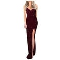 thumbnail image 1 of Ruimatai Women's Sequin Dress Sexy Round Neck Sleeveless Slit Evening Dress Party Clubwear Casual Summer Polyester Solid Color, 1 of 8