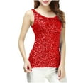 thumbnail image 1 of Ruimatai Women's Sequin Patchwork Tank Top Slim Fit Round Neck Fashionable Sleeveless Blouse Casual Party Wear, 1 of 6