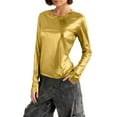 thumbnail image 1 of Ruimatai Women's Sequin Top Long Sleeve Round Neck Slim Fit Shiny Blouse for Casual Fashion Comfortable Daily Wear, 1 of 7