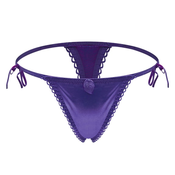 Ruimatai Women's Sexy Lingerie Thong Underwear Low Waist Tie Dazzling Color T-back Panties Comfortable Soft Breathable for Daily Wear & Couples