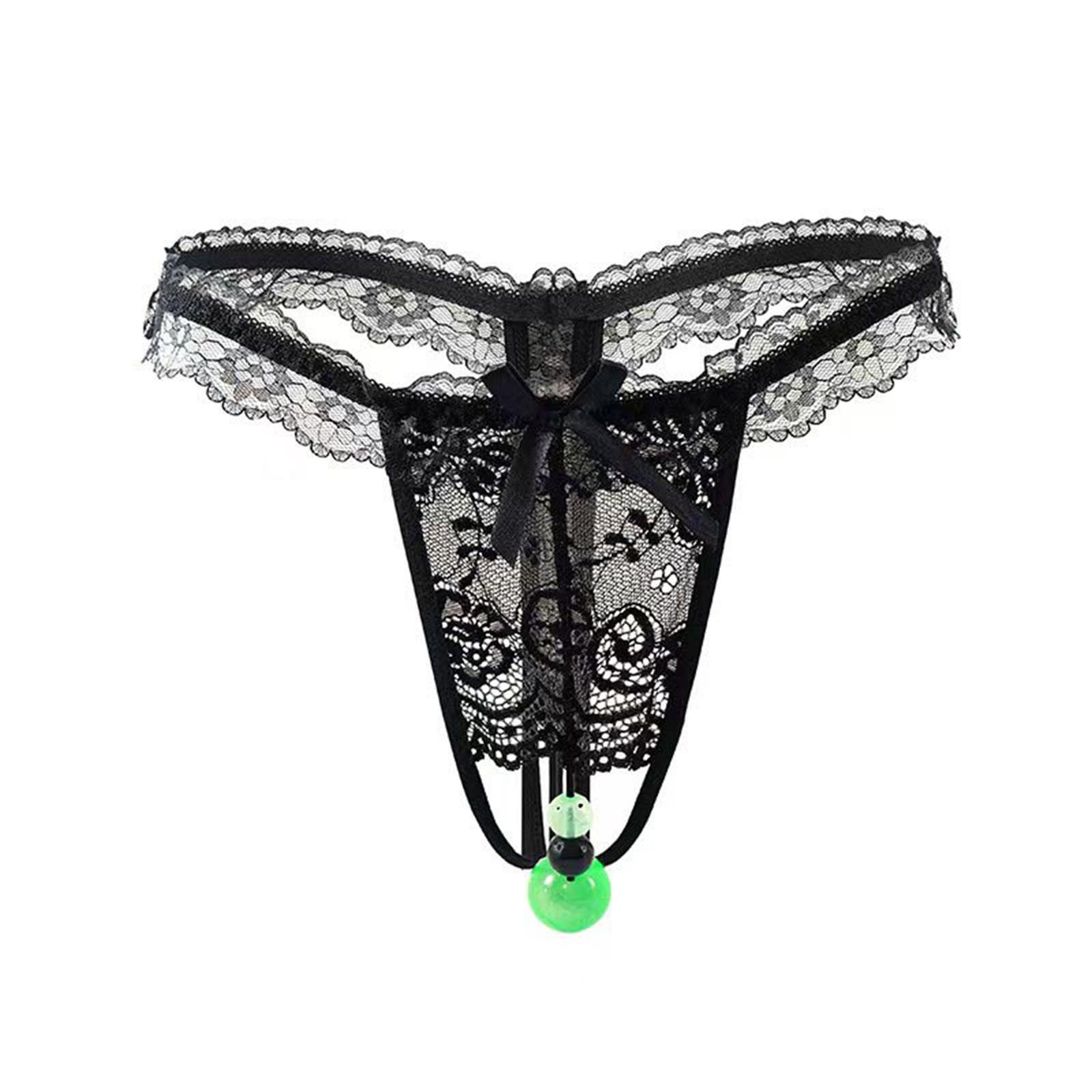 Ruimatai Women's Sexy Low-Rise Pearl G-String Underwear Lace T-Back ...