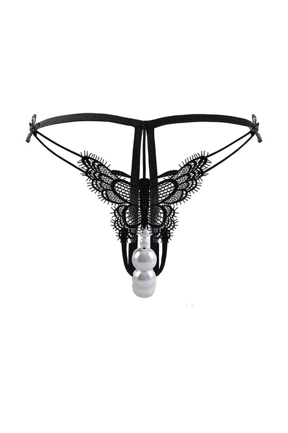 Women's Sexy Low-Rise Pearl G-String Underwear Lace T-Back Comfortable Breathable Soft Stretchy